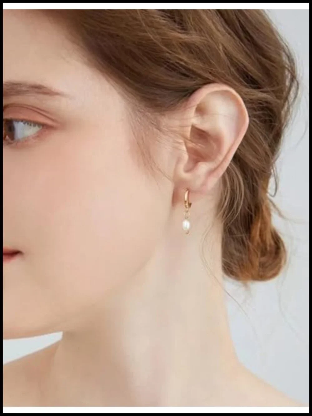 14K Gold Plated Huggie Hoop Earrings with Pearl Drop, Hypoallergenic Dangle